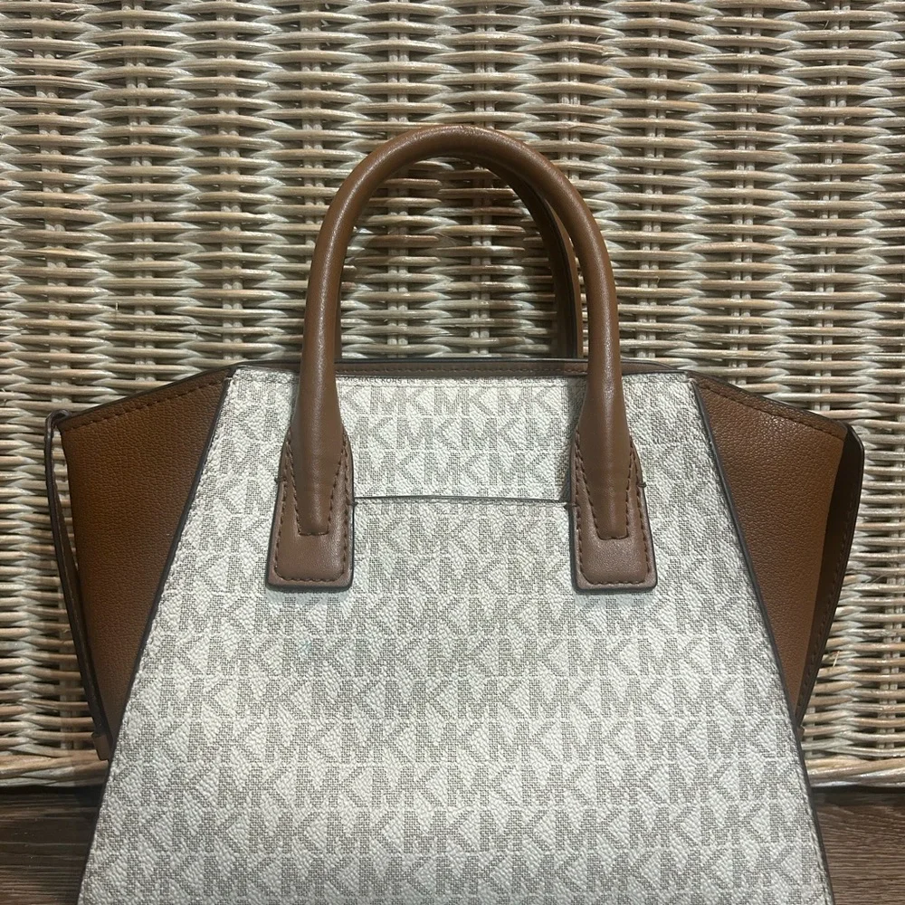 Michael Kors Avril Tan and Cream Satchel - Picture 2 of 2